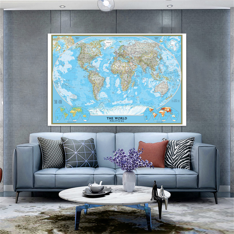 Star Map Poster - İngilizce Dünya Haritası Posteri Klasik Siyasi