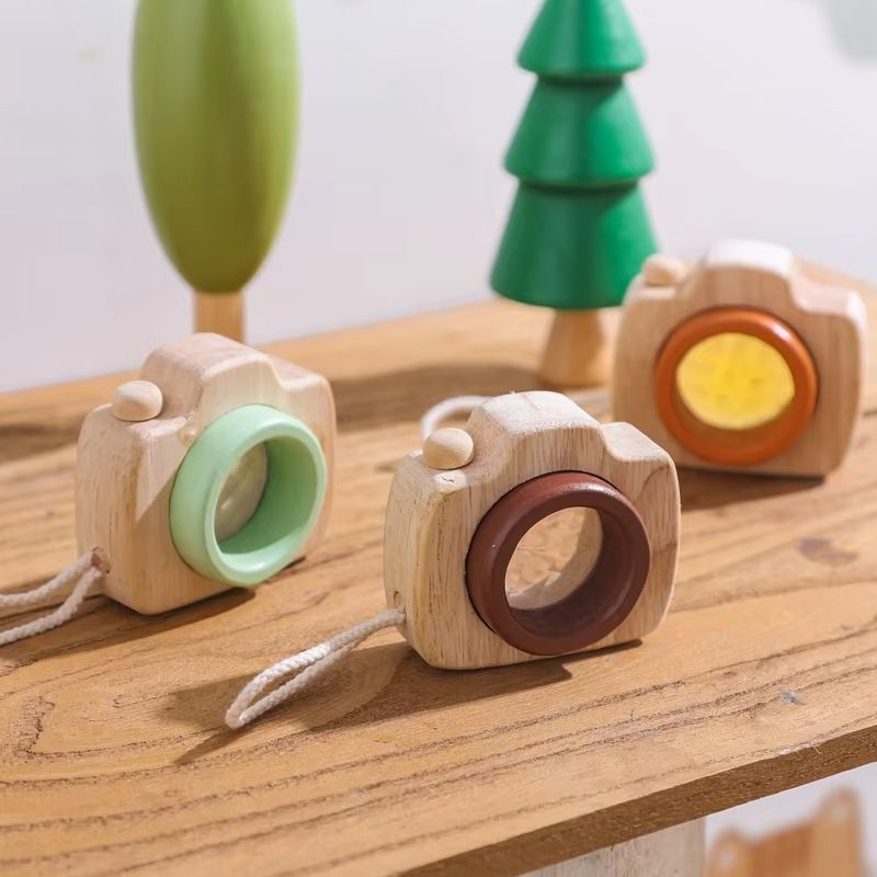 Science Toy - Ahşap Büyüteç Mini Kamera Şeklinde Kolay