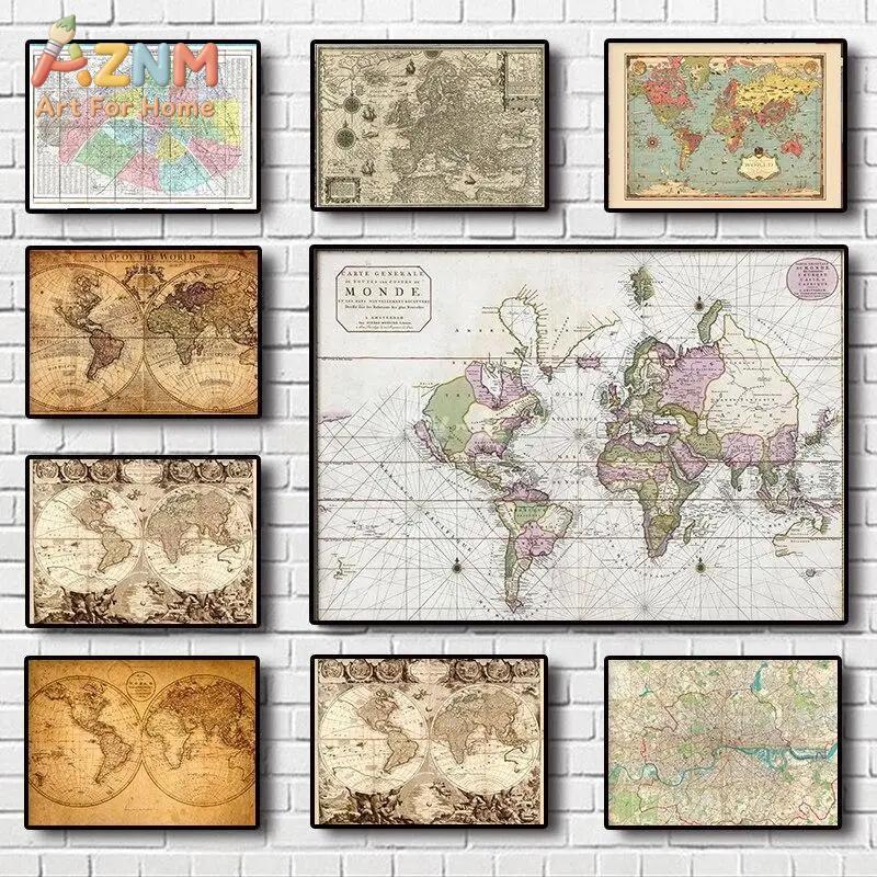 Vintage Dünya Haritası Kanvas  - Star Map Poster incelemesi ve fiyatı